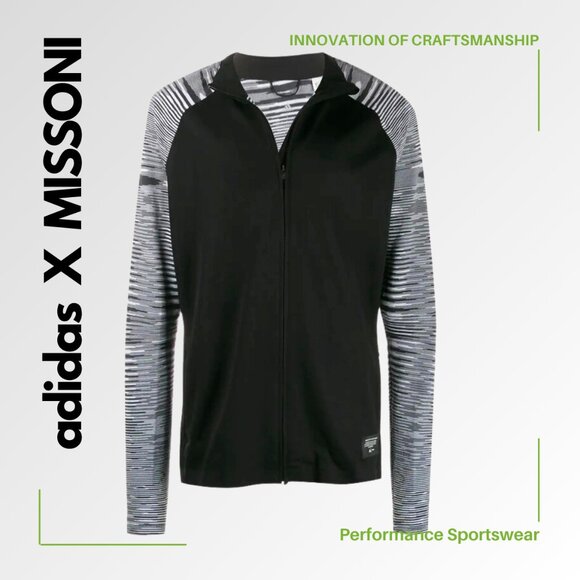ADIDAS X MISSONI Men's 'PHX' Knit Space-Dyed Melange Jacket Black/White/Gray - L - Picture 5 of 13